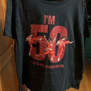 50 th birthday tee . Sally O Malley Black Graphic Tee with Red Print
